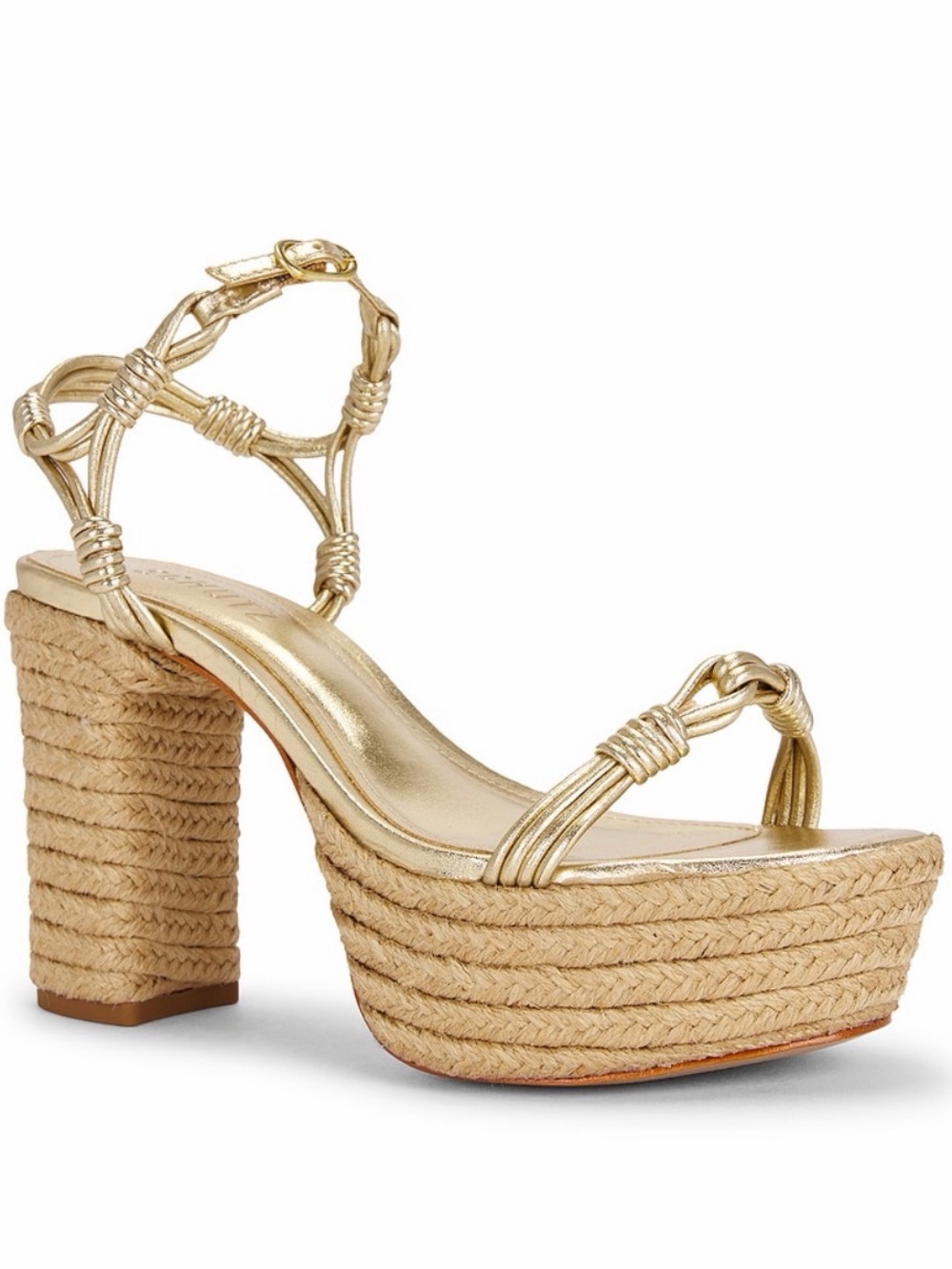 SCHUTZ Gold Braided Espadrille Platform Sandals